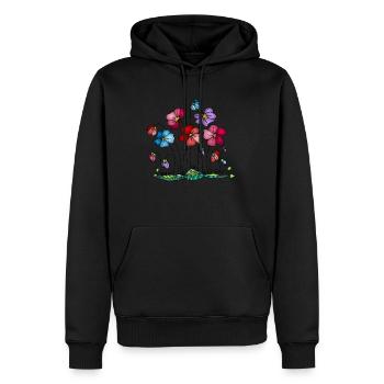 Fleur - Sweat à capuche Premium bio Homme - noir - Devant - Nico (187cm)