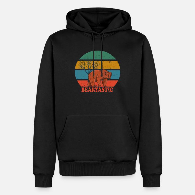 Retro Bear Beartastic - Männer Premium Bio Hoodie - Schwarz