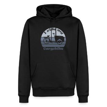 Vélo cargo, vélo cargo, âne, « i ride » - Sweat à capuche Premium bio Homme - noir - Devant - Nico (187cm)