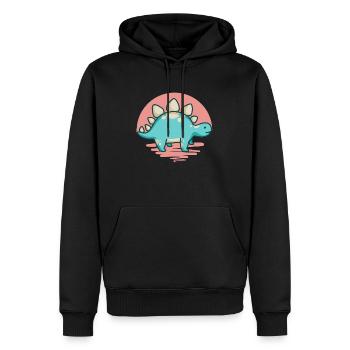 hugadino Stegosaurus, Dino, süßer Dinosaurier - Männer Premium Bio Hoodie - Schwarz - Vorne - Nico (187cm)