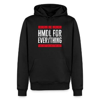 HMDL for Evth - Alhamdulillah für alles - Männer Premium Bio Hoodie - Schwarz - Vorne - Nico (187cm)