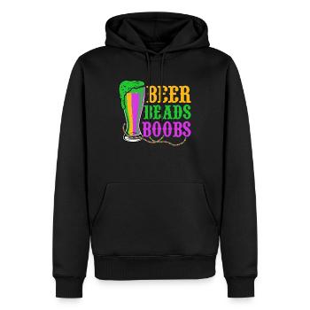 Perles de bière Seins Carnaval Mardi Gras - Sweat à capuche Premium bio Homme - noir - Devant - Nico (187cm)