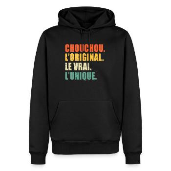 Chouchou L'original Le Vrai L'unique - Sweat à capuche Premium bio Homme - noir - Devant - Nico (187cm)
