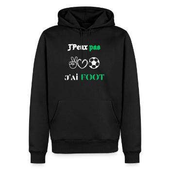 J'Peux pas j'ai Foot - Sweat à capuche Premium bio Homme - noir - Devant - Nico (187cm)