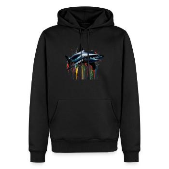 Art de la peinture de requin coloré - Sweat à capuche Premium bio Homme - noir - Devant - Nico (187cm)