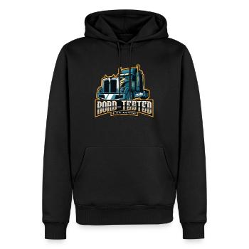 Road Tested - Männer Premium Bio Hoodie - Schwarz - Vorne - Nico (187cm)