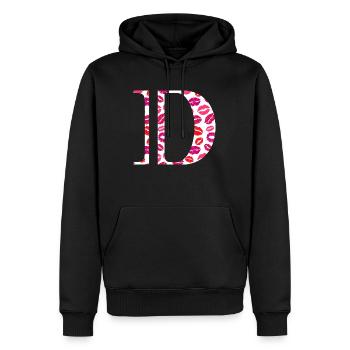 Lettre d bisous - Sweat à capuche Premium bio Homme - noir - Devant - Nico (187cm)