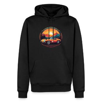 Oldtimer Sonnenuntergang - Männer Premium Bio Hoodie - Schwarz - Vorne - Nico (187cm)