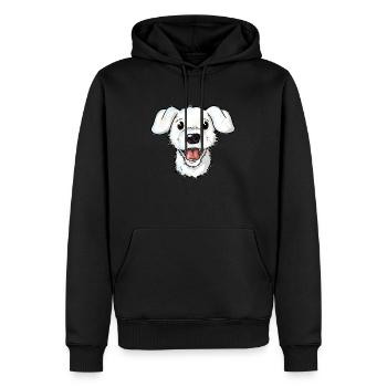 Alfred Portrait - Männer Premium Bio Hoodie - Schwarz - Vorne - Nico (187cm)