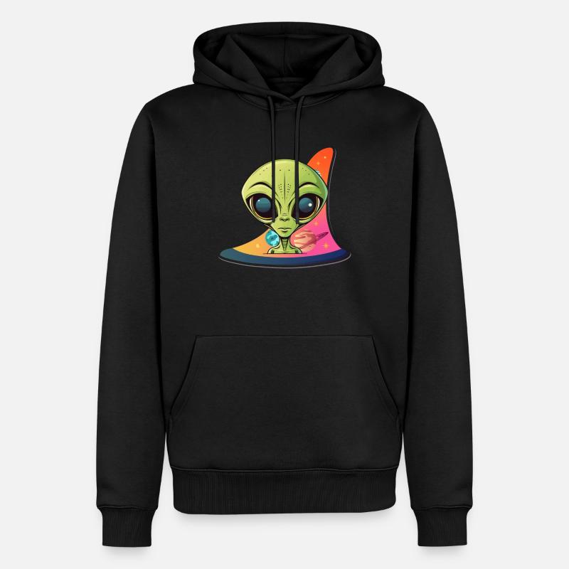 Alien devant l’univers - Sweat à capuche Premium bio Homme - noir