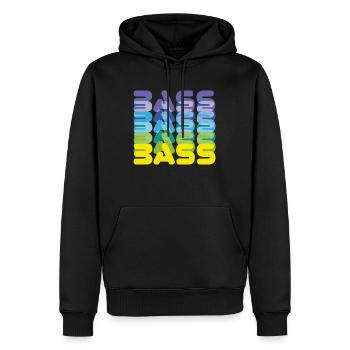 Bass Schriftzug im Glitch-Design - Männer Premium Bio Hoodie - Schwarz - Vorne - Nico (187cm)