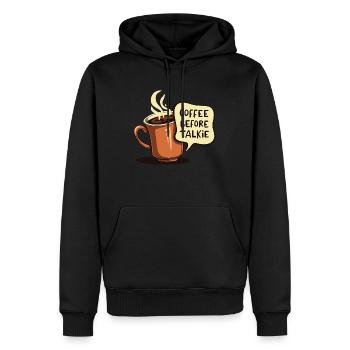 LE CAFÉ AVANT LE TALKIE - Sweat à capuche Premium bio Homme - noir - Devant - Nico (187cm)