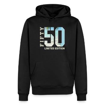 50th Birthday Fifty 50 years old - Men’s Premium Organic Hoodie - black - Front - Nico (187cm)