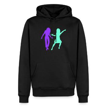 2 femmes dansant silhouette copines musique de fête - Sweat à capuche Premium bio Homme - noir - Devant - Nico (187cm)