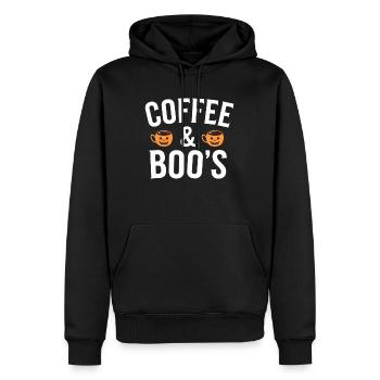 Halloween - Coffee & Boo´s Gruseliger Kaffee - Männer Premium Bio Hoodie - Schwarz - Vorne - Nico (187cm)