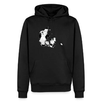 La carte du Danemark encadre le vrai football - Sweat à capuche Premium bio Homme - noir - Devant - Nico (187cm)