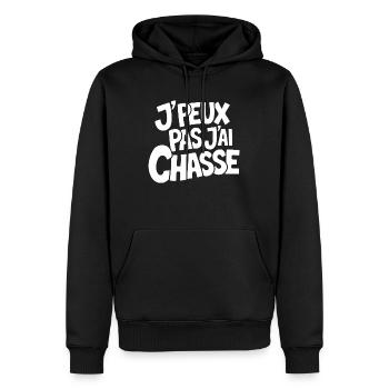 J'peux pas j'ai chasse - Sweat à capuche Premium bio Homme - noir - Devant - Nico (187cm)