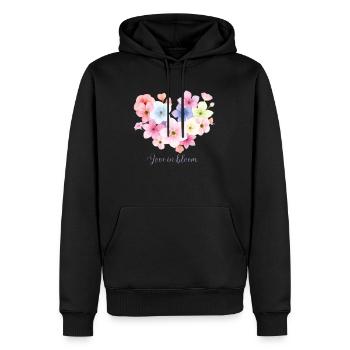 Love in Bloom Flower Design - Men’s Premium Organic Hoodie - black - Front - Nico (187cm)