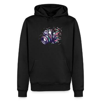 Appareil photo numérique Glitch - Art de la photographie rétro - Sweat à capuche Premium bio Homme - noir - Devant - Nico (187cm)