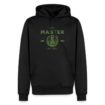 Catch Master Fishing Retro Badge Design - Sweat à capuche Premium bio Homme - noir - Devant - Nico (187cm)