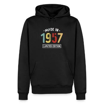Made in 1957 - Limited Edition - Geburtsjahr - Männer Premium Bio Hoodie - Schwarz - Vorne - Nico (187cm)