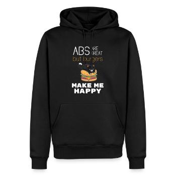 Les abdominaux sont géniaux mais les hamburgers me rendent heureux - Sweat à capuche Premium bio Homme - noir - Devant - Nico (187cm)