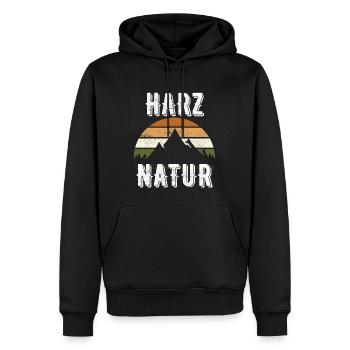 Harz Natur wandern Berge Geschenk - Männer Premium Bio Hoodie - Schwarz - Vorne - Nico (187cm)