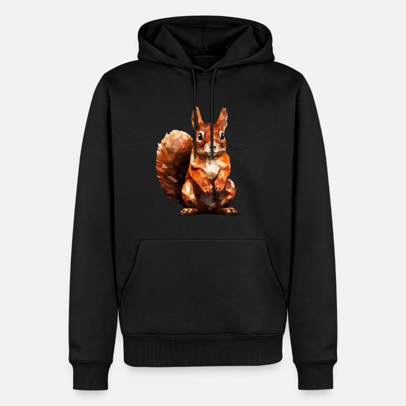 Eichhörnchen im Polygon Stil - Männer Premium Bio Hoodie - Schwarz