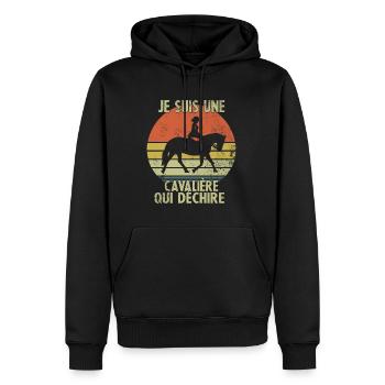 Je suis Une cavalière Qui déchire - Sweat à capuche Premium bio Homme - noir - Devant - Nico (187cm)