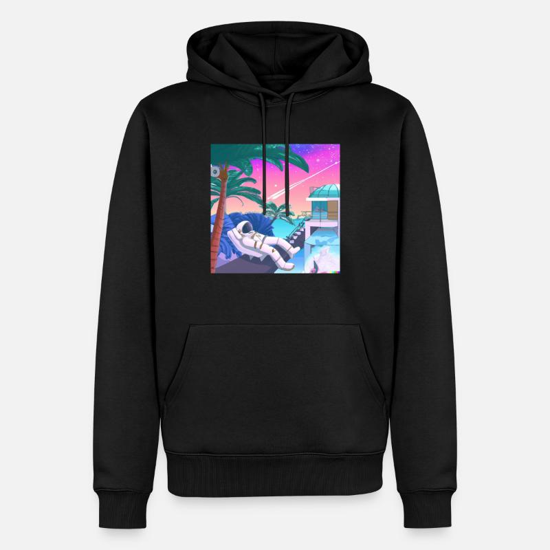 Astronaut am Pool - Männer Premium Bio Hoodie - Schwarz