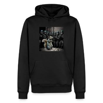 Un écureuil répète le soulèvement - Sweat à capuche Premium bio Homme - noir - Devant - Nico (187cm)