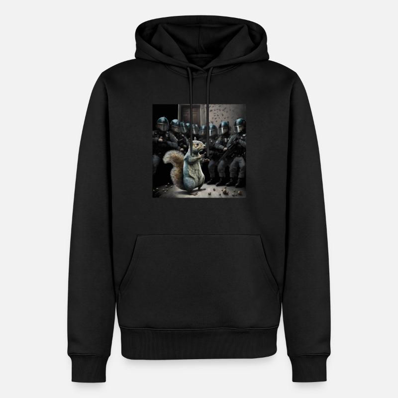 Ein Eichhörnchen probt den Aufstand - Männer Premium Bio Hoodie - Schwarz