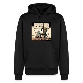 L'amour est le remède à la guerre - Sweat à capuche Premium bio Homme - noir - Devant - Nico (187cm)