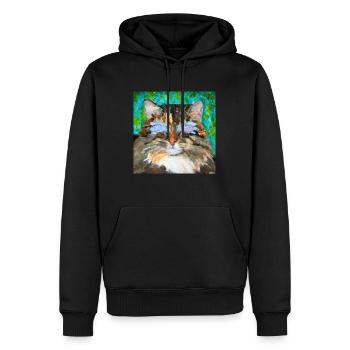 Blind Cat 17 - Men’s Premium Organic Hoodie - black - Front - Nico (187cm)