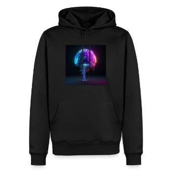 Brain - Männer Premium Bio Hoodie - Schwarz - Vorne - Nico (187cm)