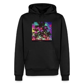 Neon Palm Beach - Men’s Premium Organic Hoodie - black - Front - Nico (187cm)