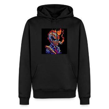 Bad Ass [Pixelkunst] - Männer Premium Bio Hoodie - Schwarz - Vorne - Nico (187cm)