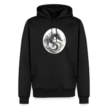 dragon fumée - Sweat à capuche Premium bio Homme - noir - Devant - Nico (187cm)