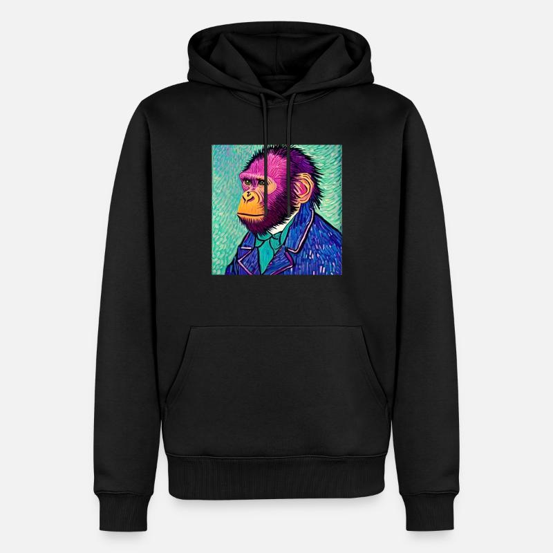 Monkey van Gogh - Männer Premium Bio Hoodie - Schwarz