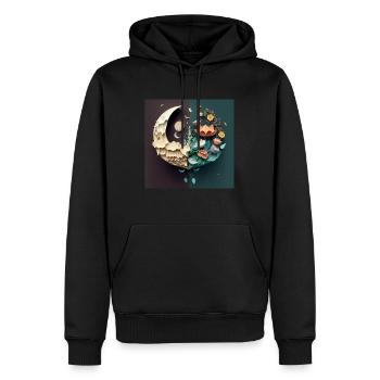 Flowers from the moon to earth, gift, birthday - Men’s Premium Organic Hoodie - black - Front - Nico (187cm)