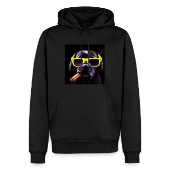 Cooler schwarzer Hund - Männer Premium Bio Hoodie - Schwarz - Vorne - Nico (187cm)