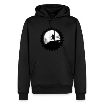 Samurai in the Moon #2 - Men’s Premium Organic Hoodie - black - Front - Nico (187cm)