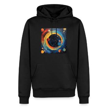 Zirkuläre Abstraktion des Sonnensystems - Männer Premium Bio Hoodie - Schwarz - Vorne - Nico (187cm)