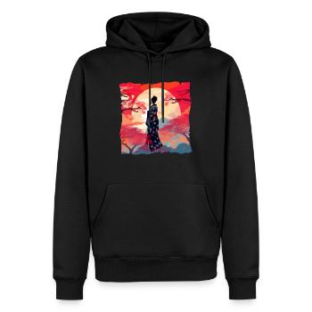 Japan Moonshine Geisha #1 - Sweat à capuche Premium bio Homme - noir - Devant - Nico (187cm)