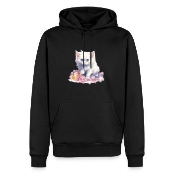 Geburtsstein-Katze Oktober - Männer Premium Bio Hoodie - Schwarz - Vorne - Nico (187cm)