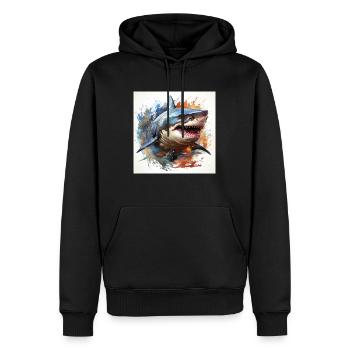 Hai-Angriff - Männer Premium Bio Hoodie - Schwarz - Vorne - Nico (187cm)