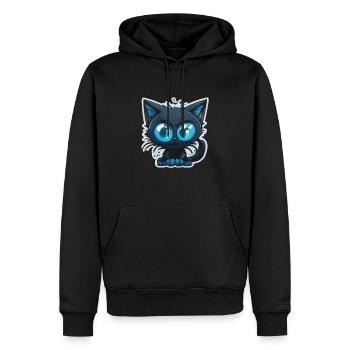 Chat aux yeux bleus - Sweat à capuche Premium bio Homme - noir - Devant - Nico (187cm)