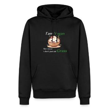 I'am Vegan but i swear i don't just eat Grass! - Männer Premium Bio Hoodie - Schwarz - Vorne - Nico (187cm)
