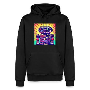Pop Art Style Robot from a stereo system - Men’s Premium Organic Hoodie - black - Front - Nico (187cm)