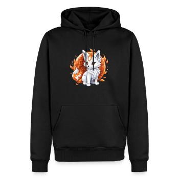 Kawaii Kitsune - Sweat à capuche Premium bio Homme - noir - Devant - Nico (187cm)